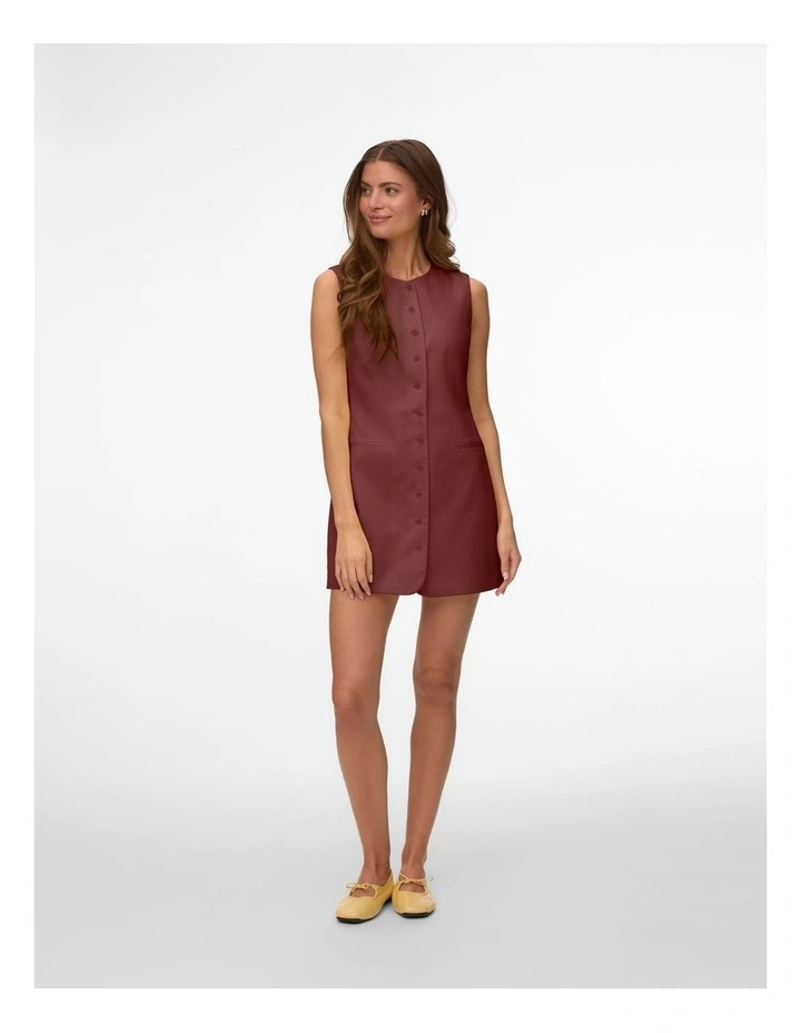 Nille Buttoned Mini Dress in Walnut image 3