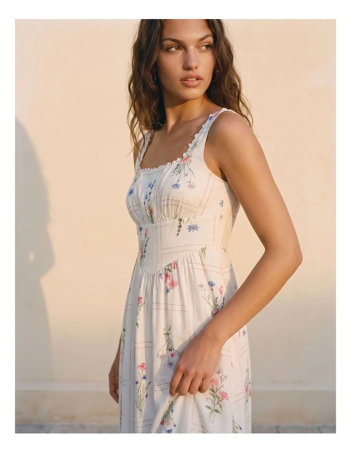 Jamie Floral Maxi Dress in White image 2