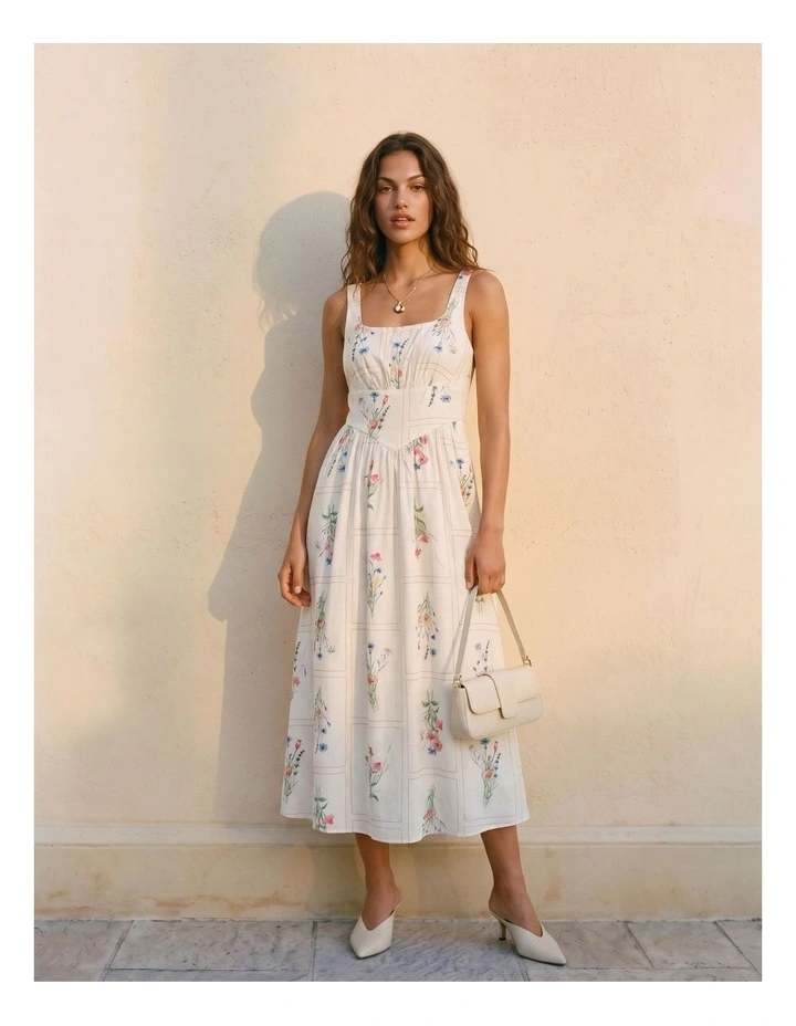 Jamie Floral Maxi Dress in White image 3