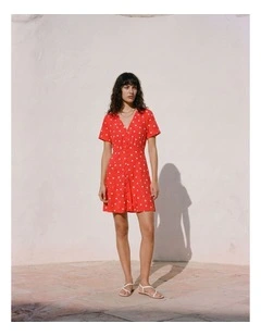 Kora Spotted Mini Dress in Pink