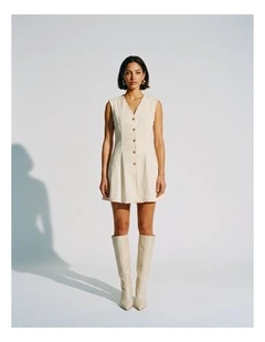 Mallu Denim Mini Dress in Cream