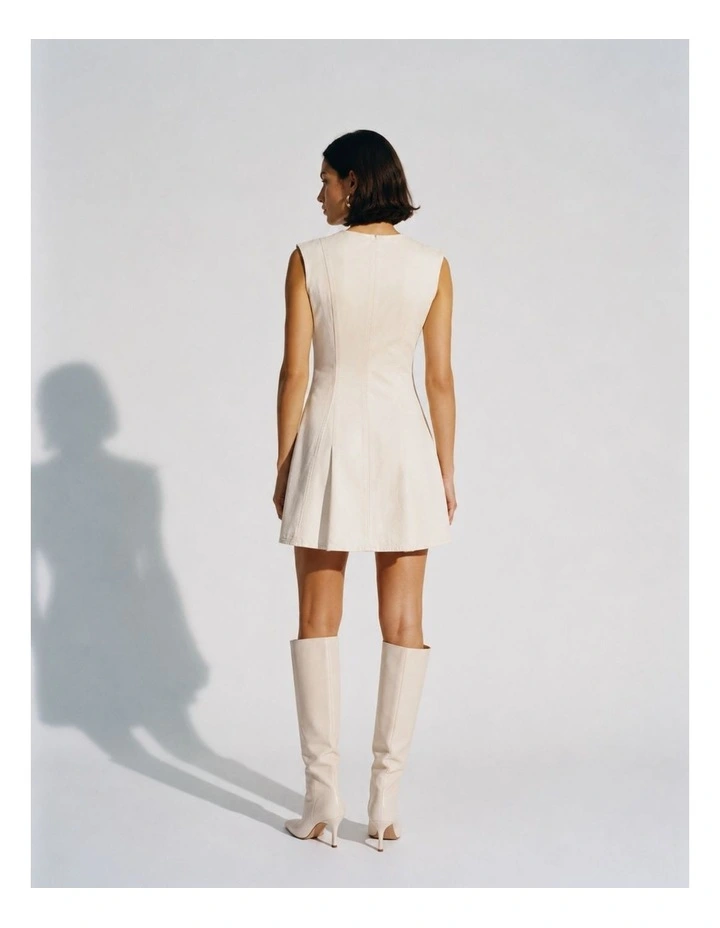 Mallu Denim Mini Dress in Cream image 3