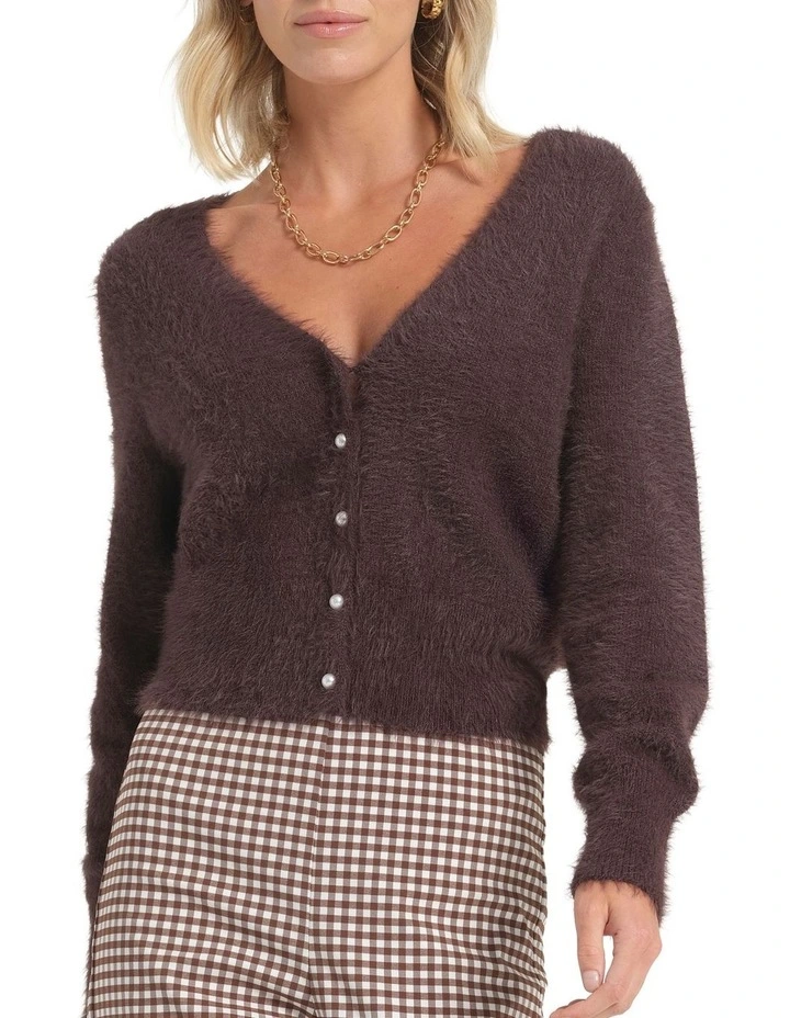 Celine Pearl Cardigan in Brown image 1