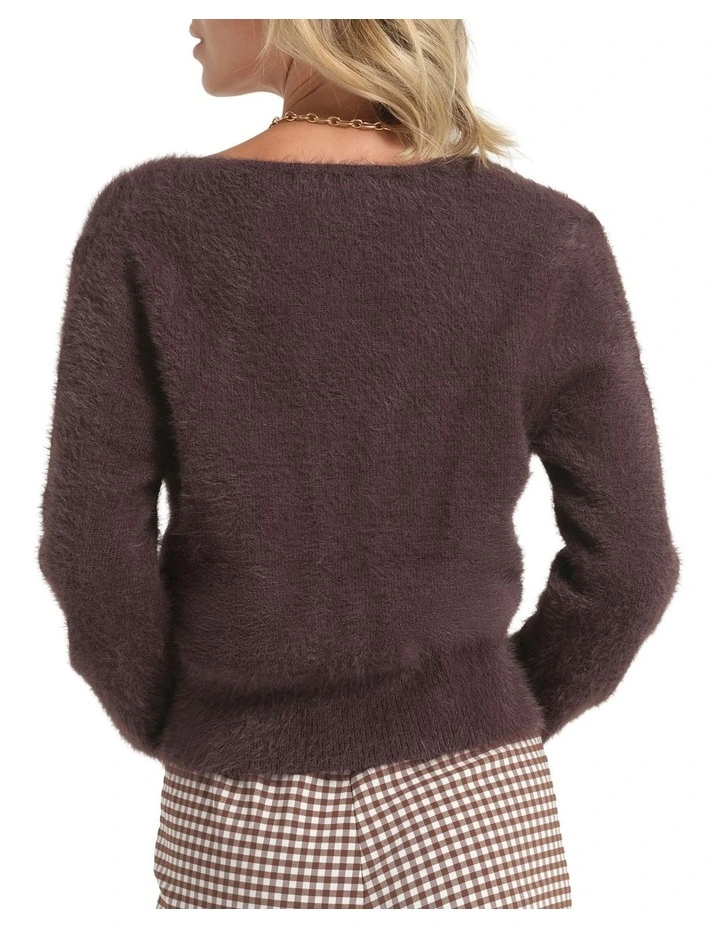 Celine Pearl Cardigan in Brown image 3