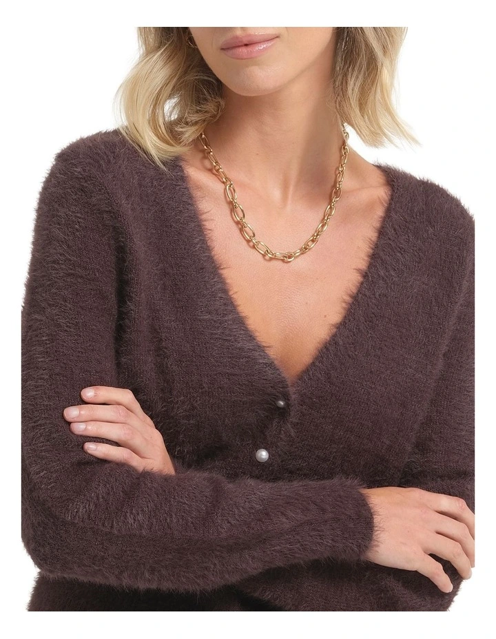 Celine Pearl Cardigan in Brown image 5