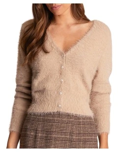 Celine Pearl Cardigan in Beige