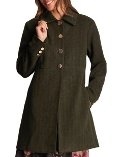 Floater High Neck Coat in Green