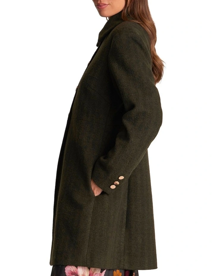 Floater High Neck Coat in Green image 3