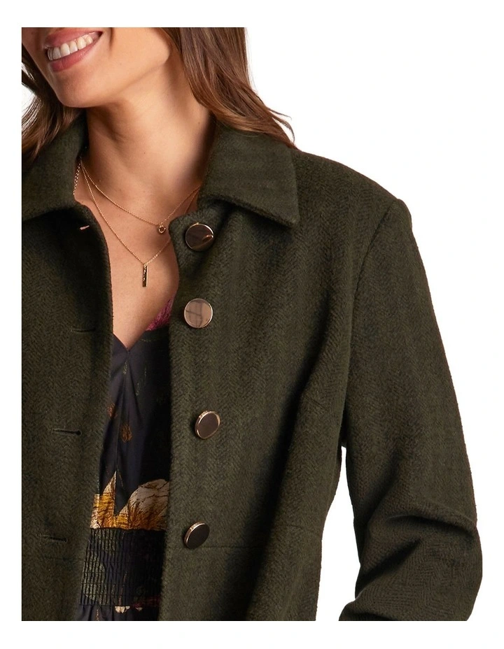 Floater High Neck Coat in Green image 4