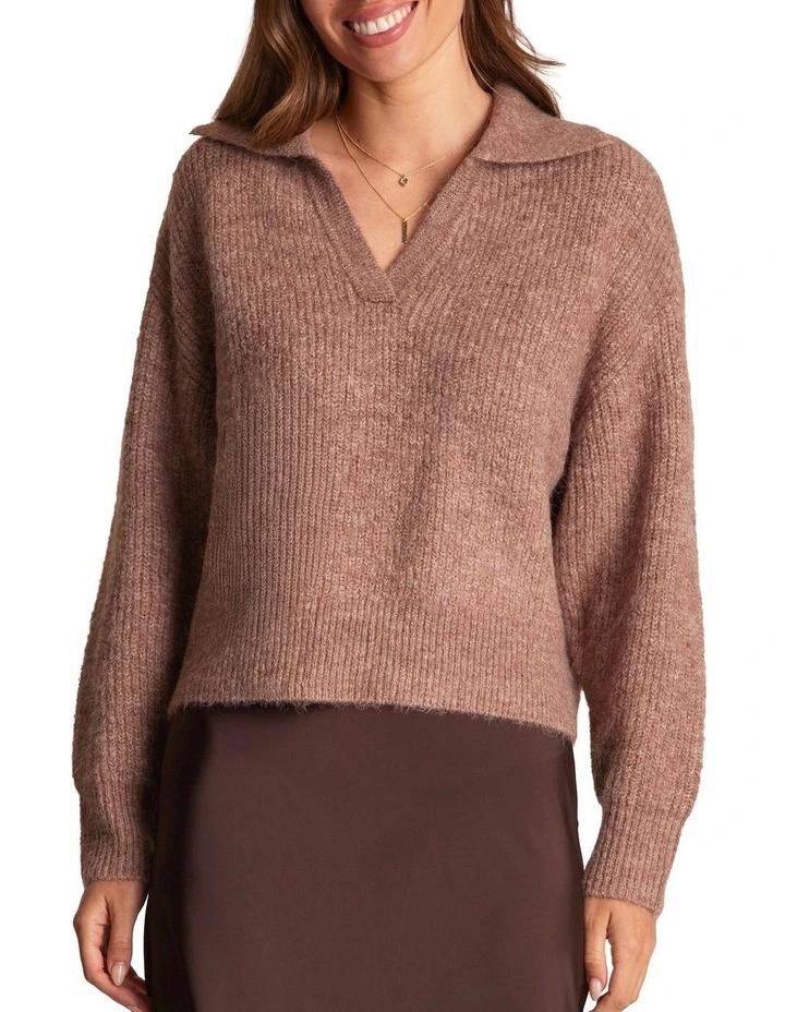 Mara Knit Top in Brown image 1