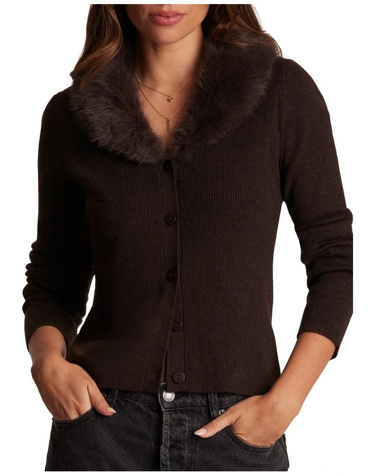 Feya Knit Cardigan in Brown image 1