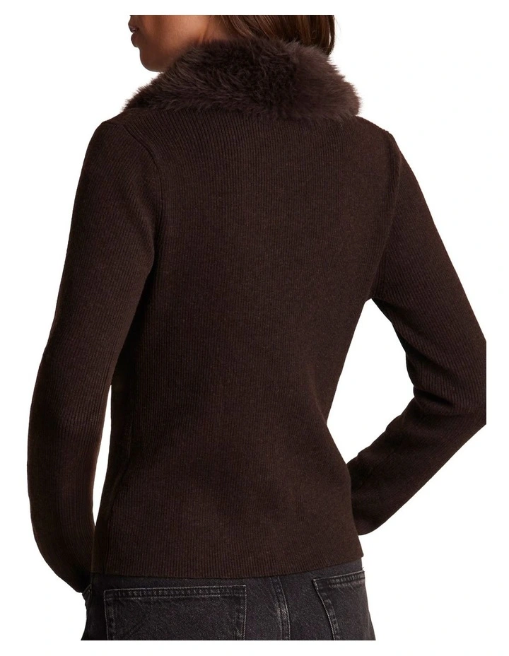 Feya Knit Cardigan in Brown image 3
