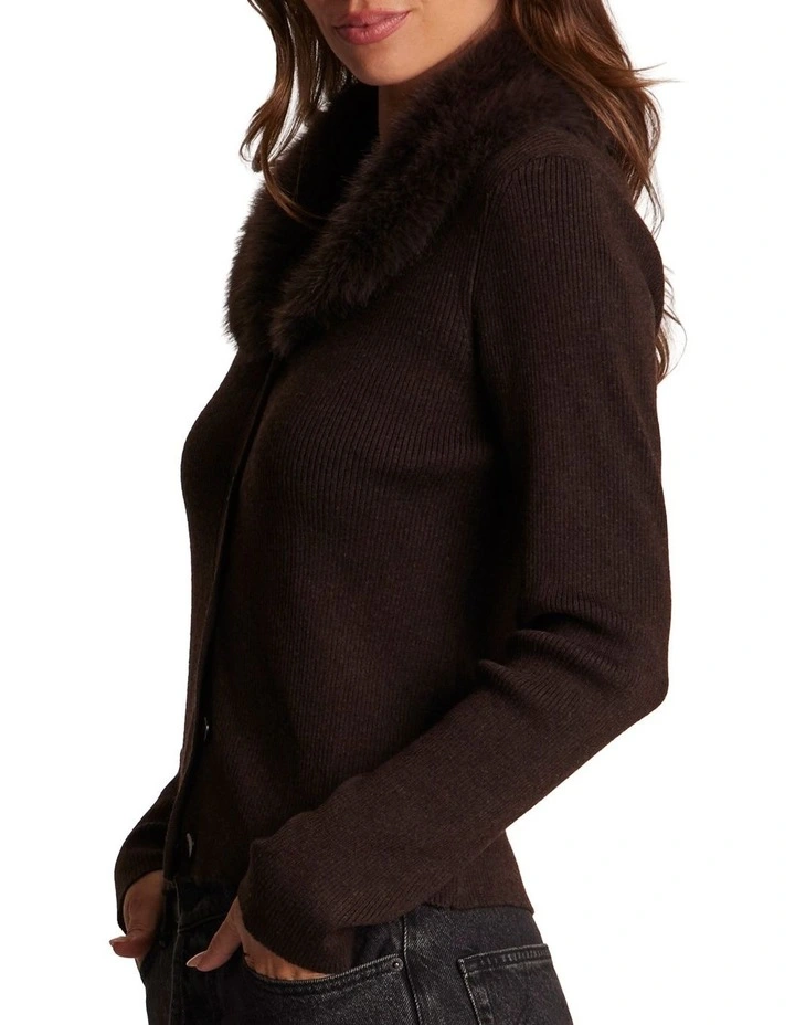 Feya Knit Cardigan in Brown image 3
