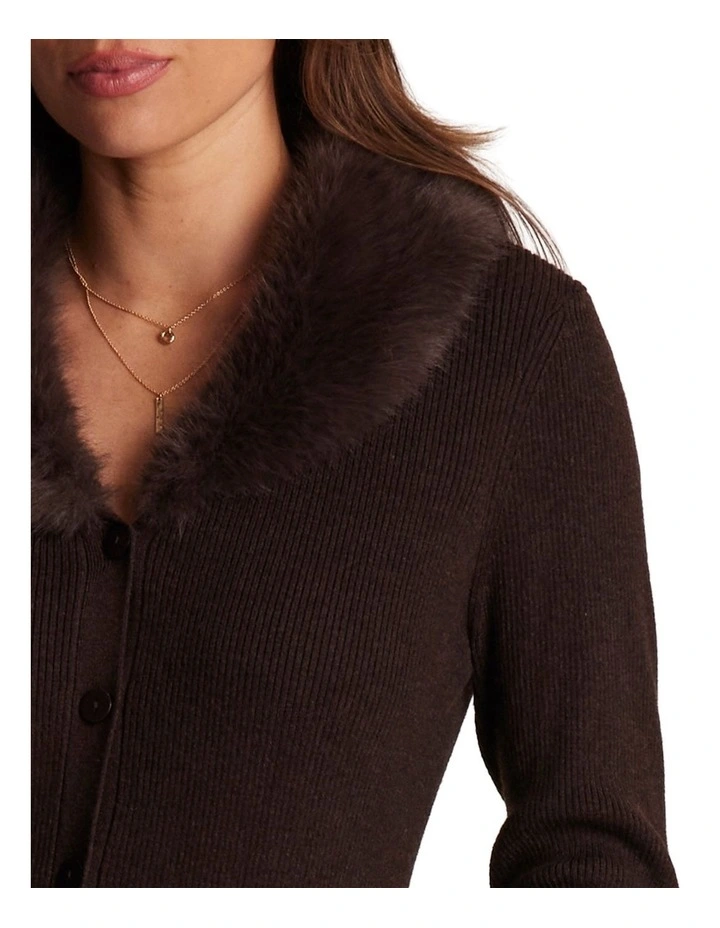 Feya Knit Cardigan in Brown image 4