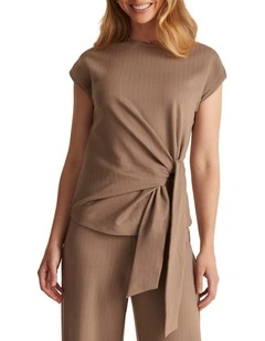Nina Top in Taupe and White Stripe