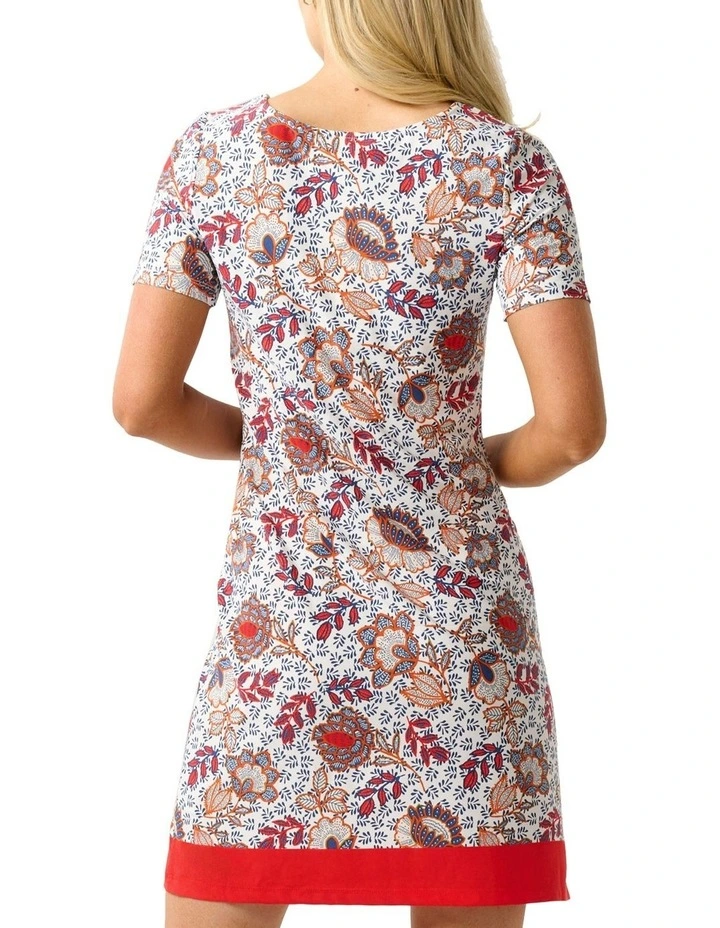 Instarsia Tunic Dress in Milk/Cardinal image 2