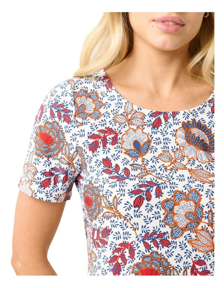 Instarsia Tunic Dress in Milk/Cardinal image 4