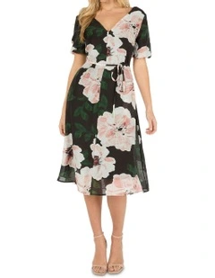 Monet Dress in Black/Flora