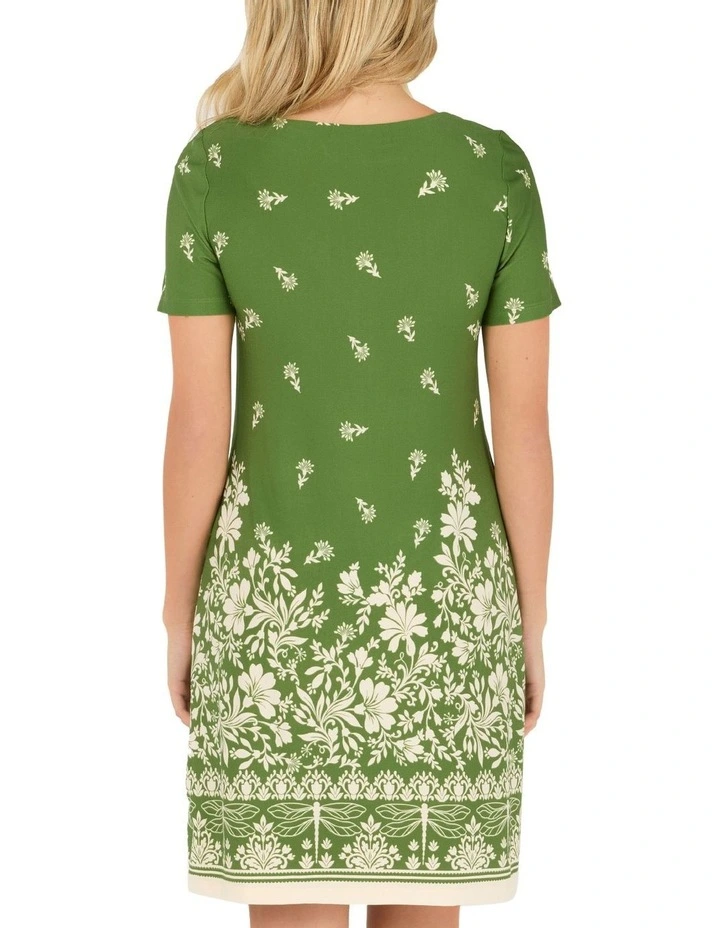Dragonfly Tunic Dress in Green/Beige image 2