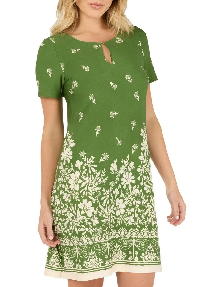 Dragonfly Tunic Dress in Green/Beige image 3
