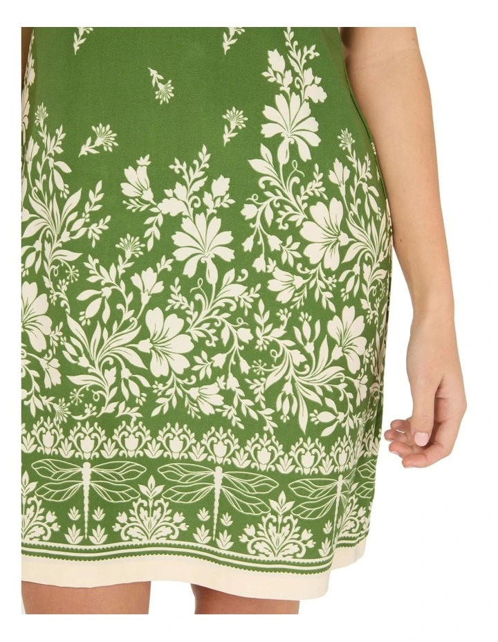 Dragonfly Tunic Dress in Green/Beige image 4