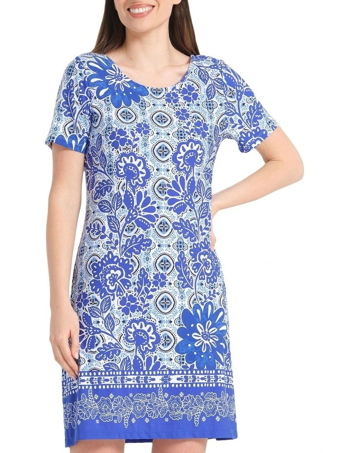 Mykonos Tunic Dress in Blue image 1