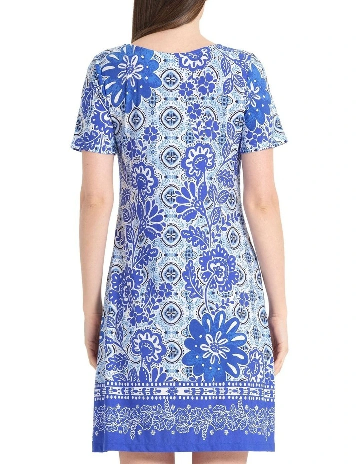 Mykonos Tunic Dress in Blue image 2