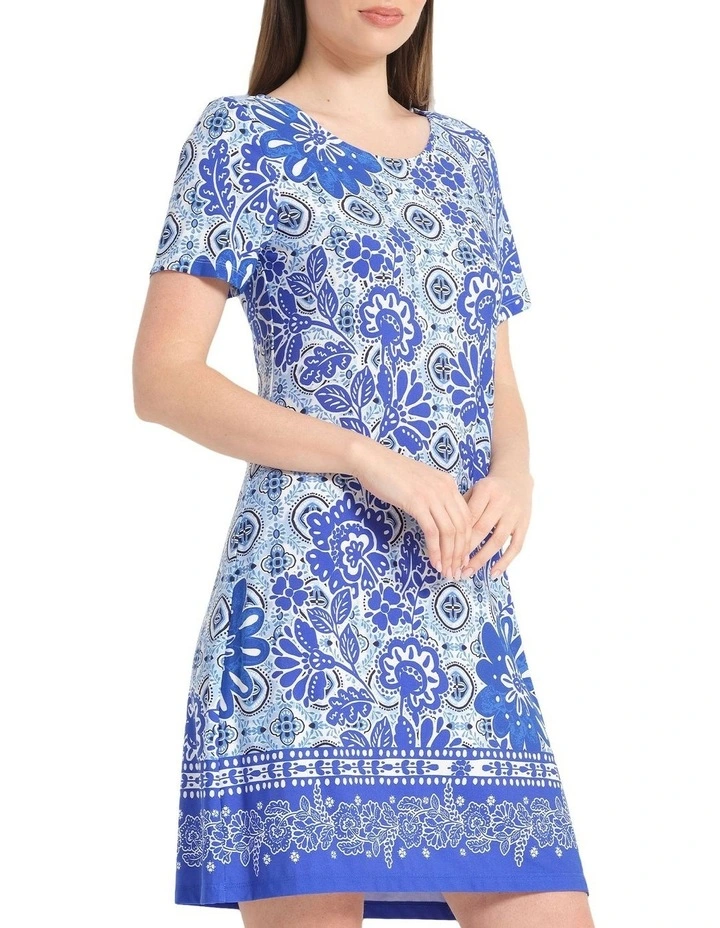 Mykonos Tunic Dress in Blue image 3
