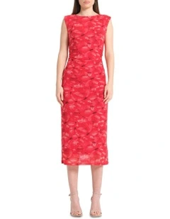 Kaya Midi Dress in Red