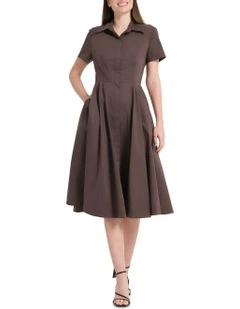 Janine Midi Dress in Brown