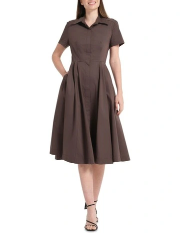 Janine Midi Dress in Brown
