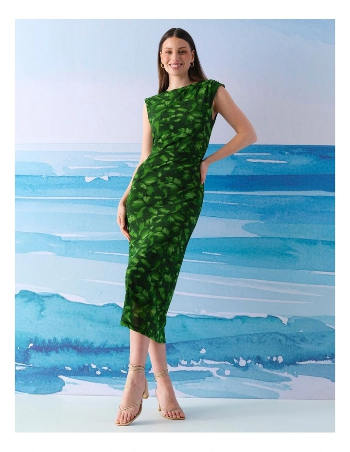 Kaya Midi Dress in Green image 3