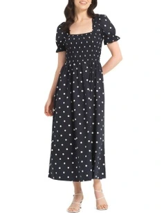 Linden Dress in Blue/Cream