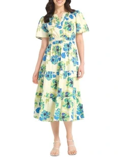 Cross Placket Ophelia Dress in Print