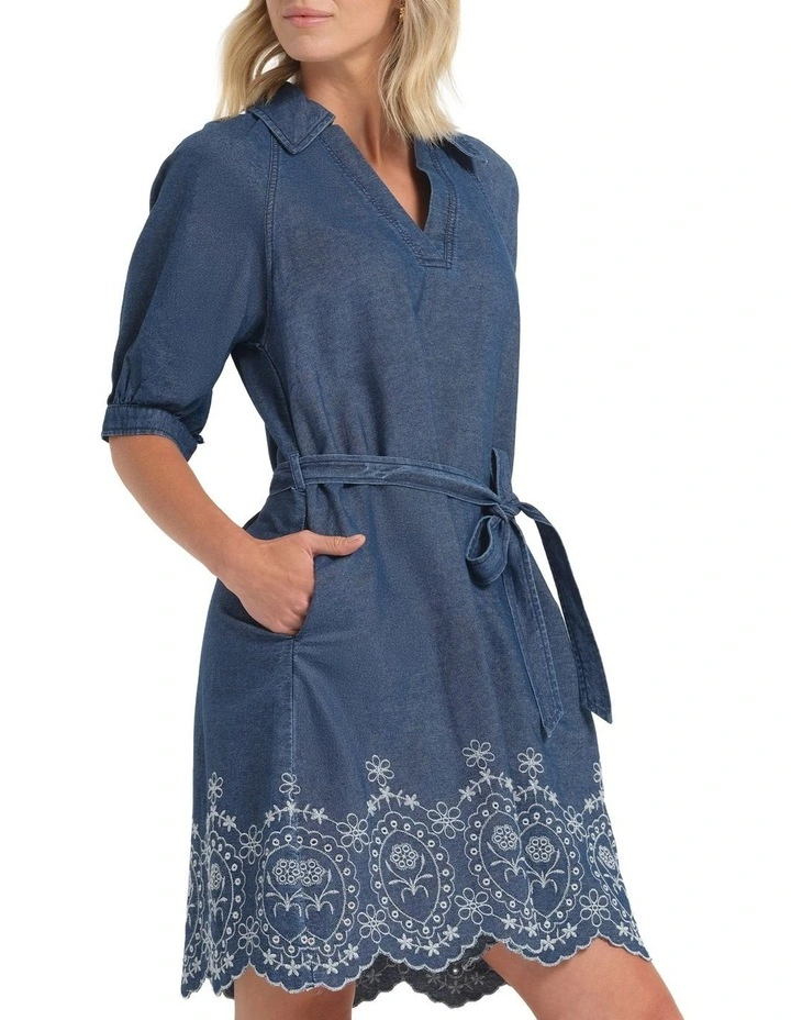 Deemore Dress in Blue/White image 4