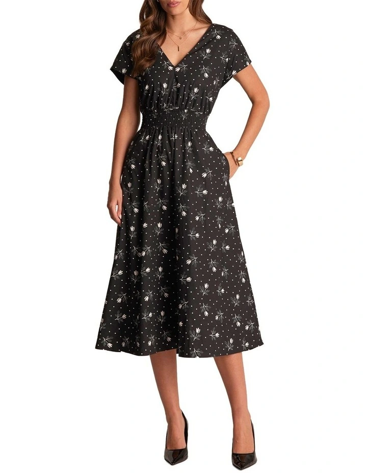 Adrielle Dress in Black/White image 1