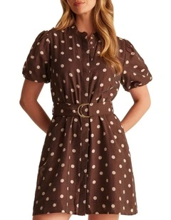 Sammy Dress in Brown/White