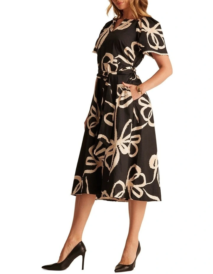 Flavienne Dress in Black/White image 2