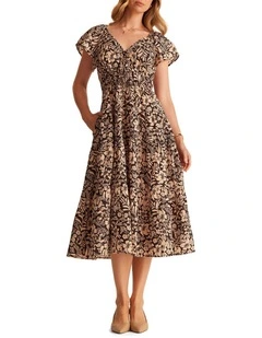 Lulu Dress in Sandstone Floral Print