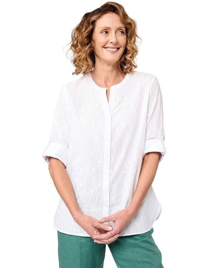 Arminda 3/4 Sleeve Shirt in White image 1