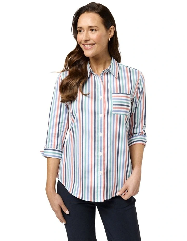 Janet 3/4 Sleeve Shirt in Green image 1