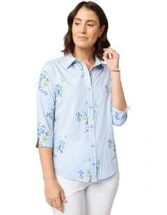 Cindy 3/4 Sleeve Shirt in Blue