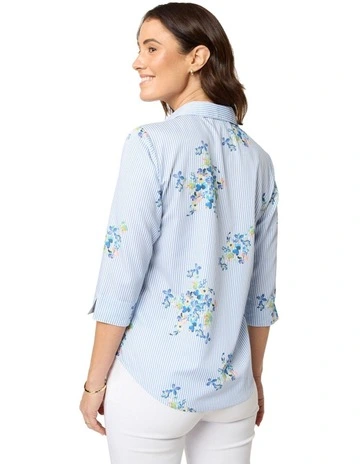 Cindy 3/4 Sleeve Shirt in Blue