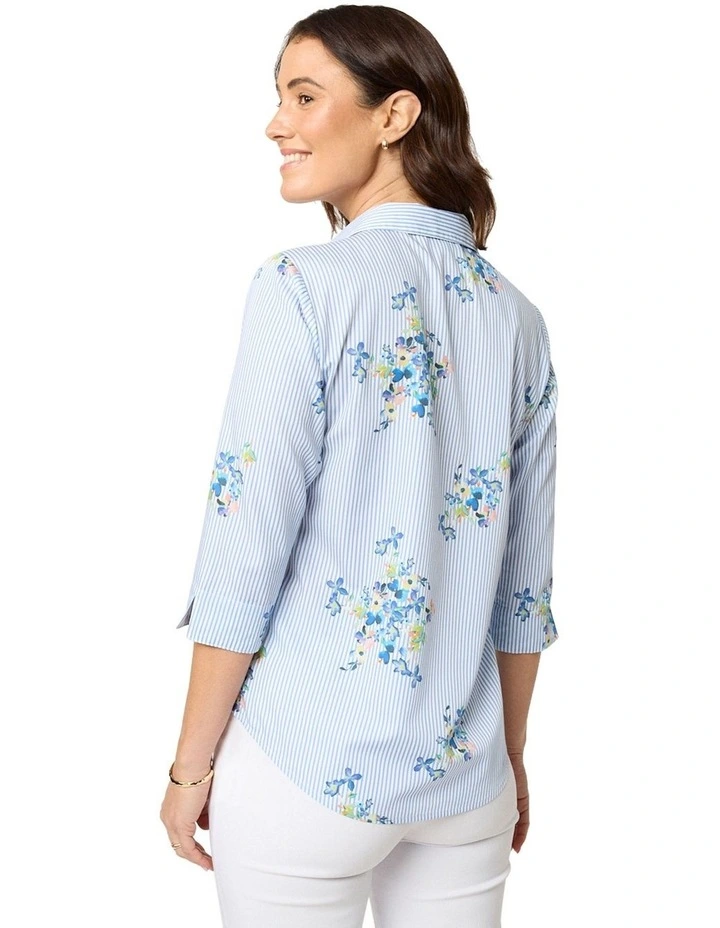 Cindy 3/4 Sleeve Shirt in Blue image 2