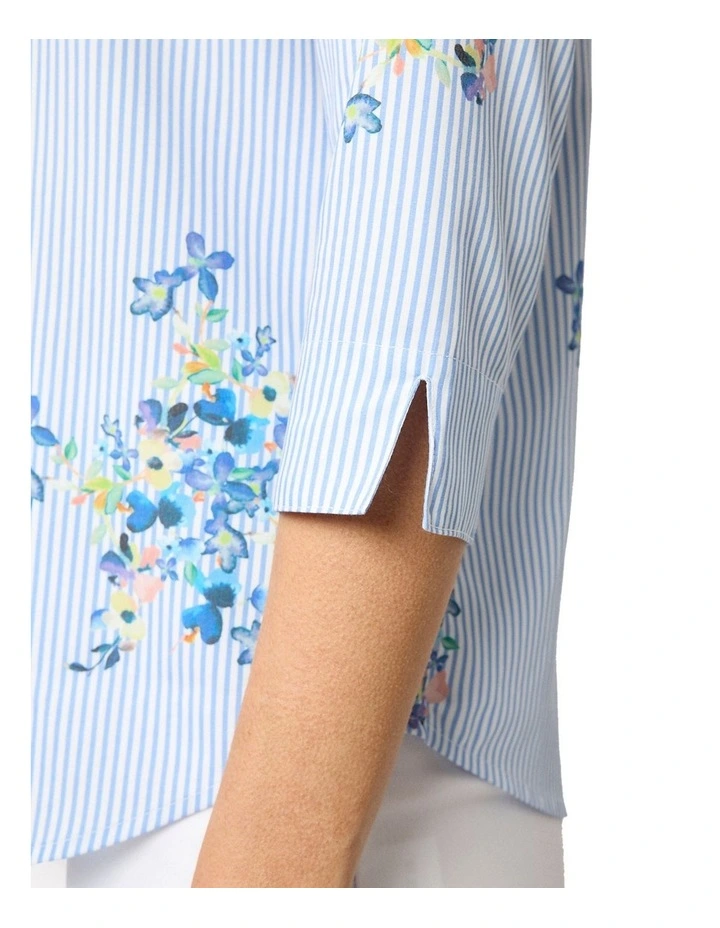 Cindy 3/4 Sleeve Shirt in Blue image 3