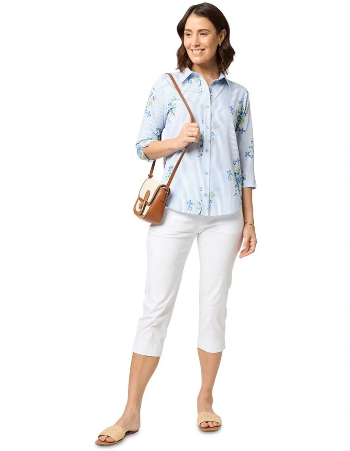Cindy 3/4 Sleeve Shirt in Blue image 4