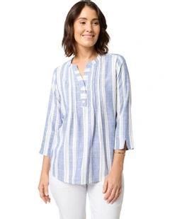 Maisey 3/4 Sleeve Shirt in Blue