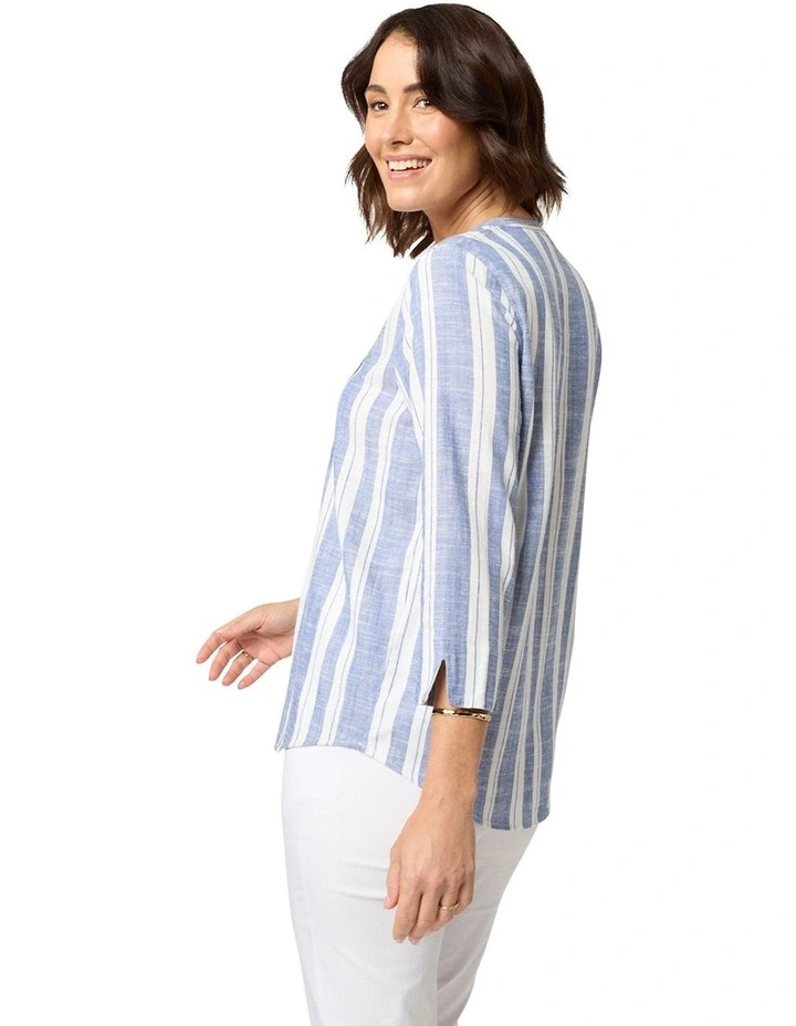 Maisey 3/4 Sleeve Shirt in Blue image 2