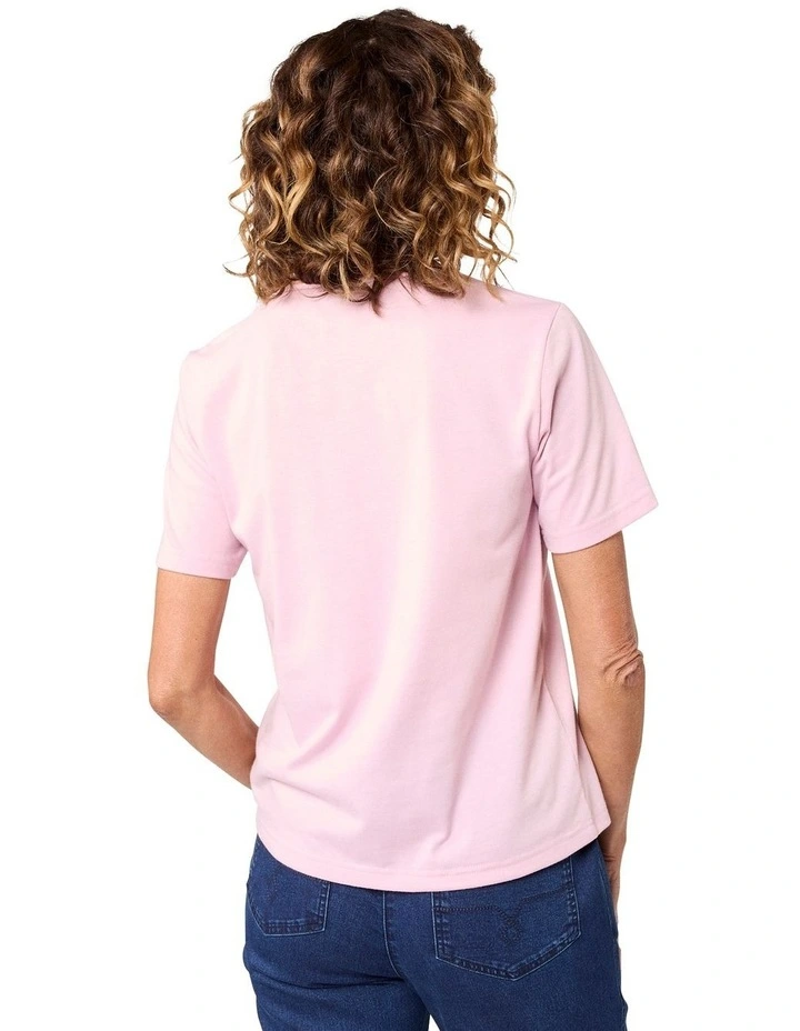 Kinnersly Scoop Neck Tee in Pink image 2
