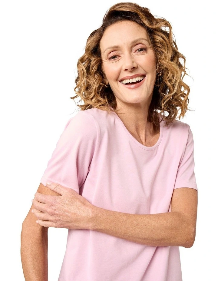 Kinnersly Scoop Neck Tee in Pink image 3